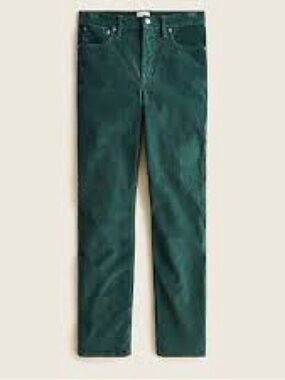 J Crew 9” Vintage Straight Corduroy Pants Dark Forest Green 25